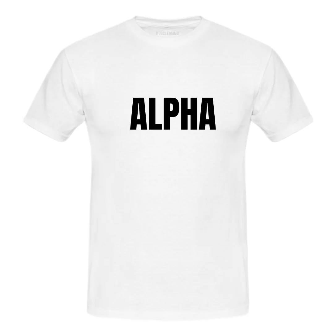 MuscleAmmo ALPHA Print Muscle Fit T-Shirt - White