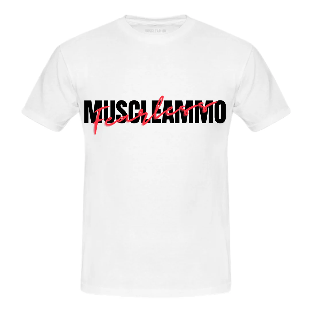 MuscleAmmo 'Fearless' Print Muscle Fit T-Shirt - White