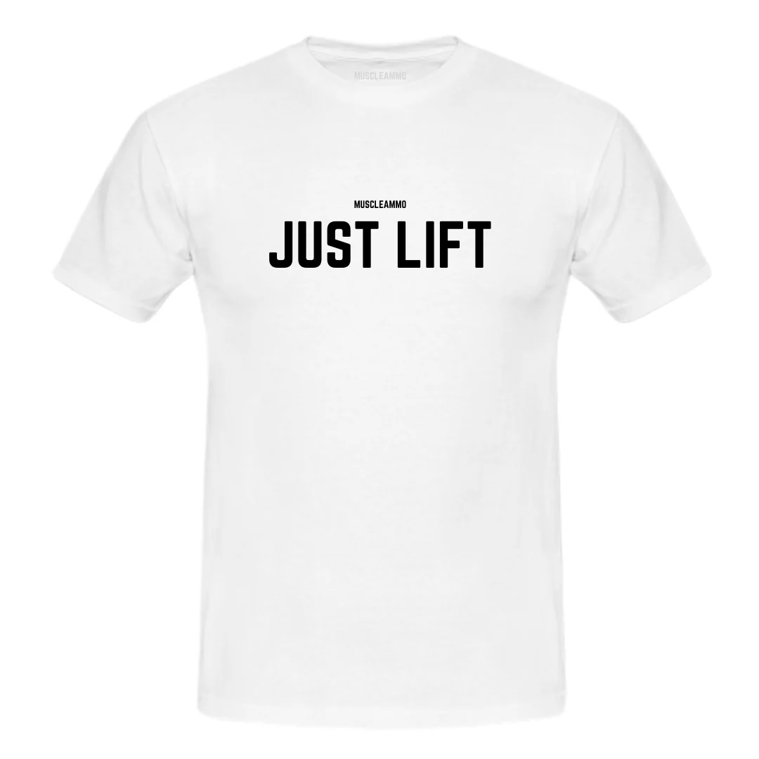MuscleAmmo 'Just Lift' Print Muscle Fit T-Shirt - White