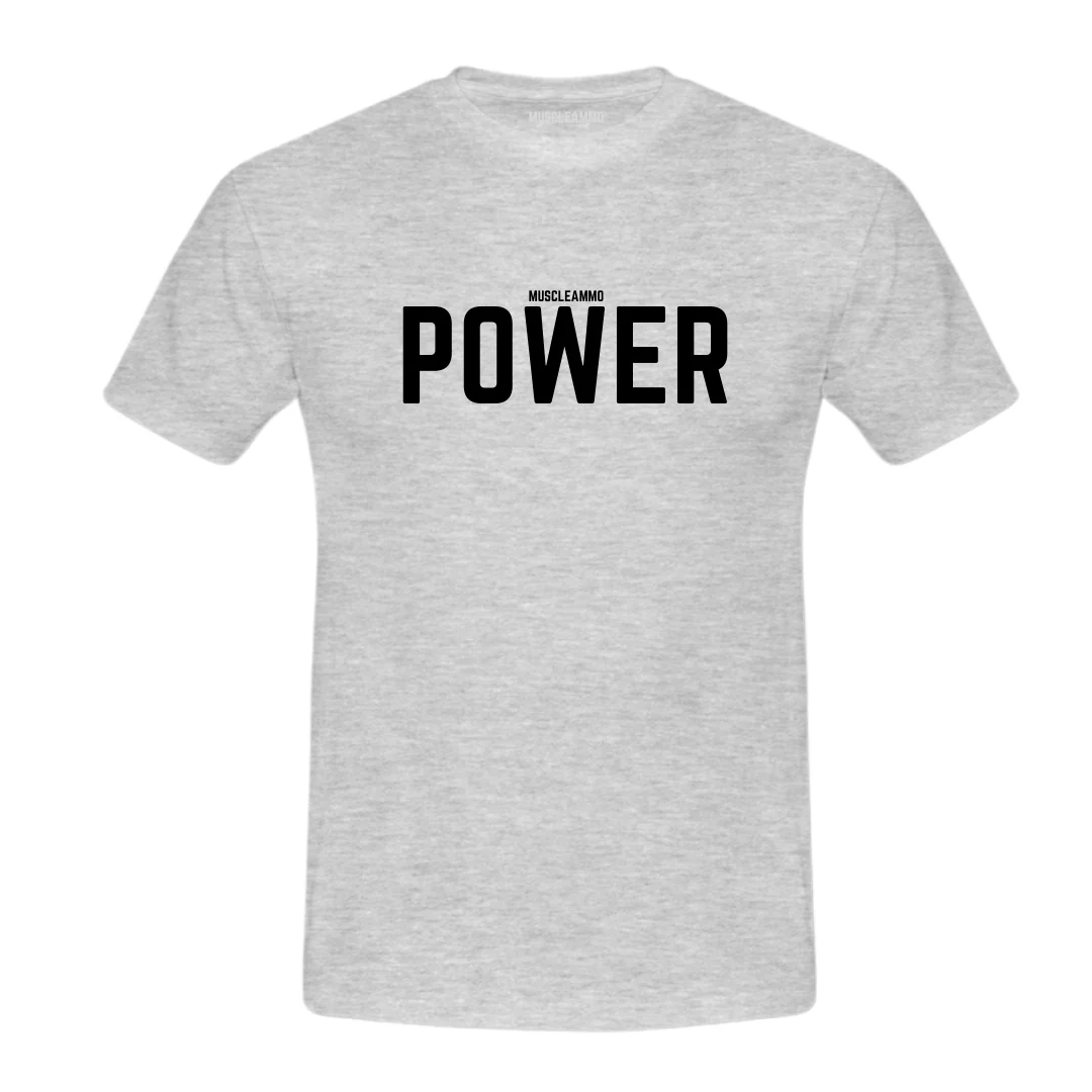 MuscleAmmo 'POWER' Print Muscle Fit T-Shirt - Grey