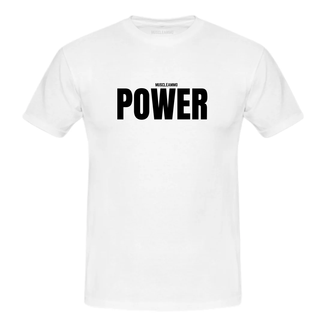 MuscleAmmo 'POWER' Print Muscle Fit T-Shirt - White